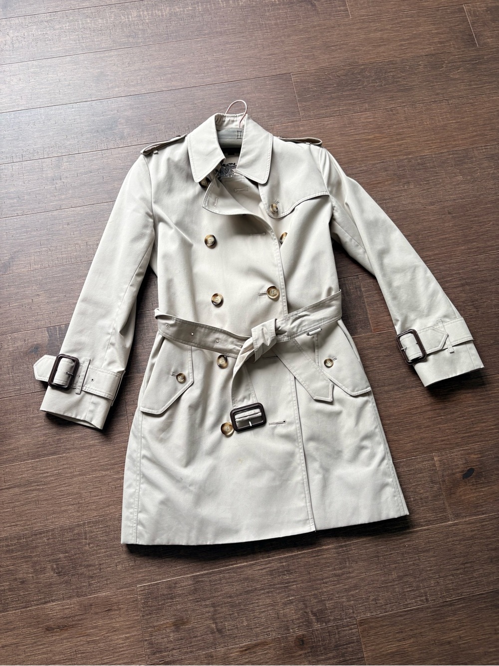 Burberry Light Beige Double-Breasted Trench Coat with Belt